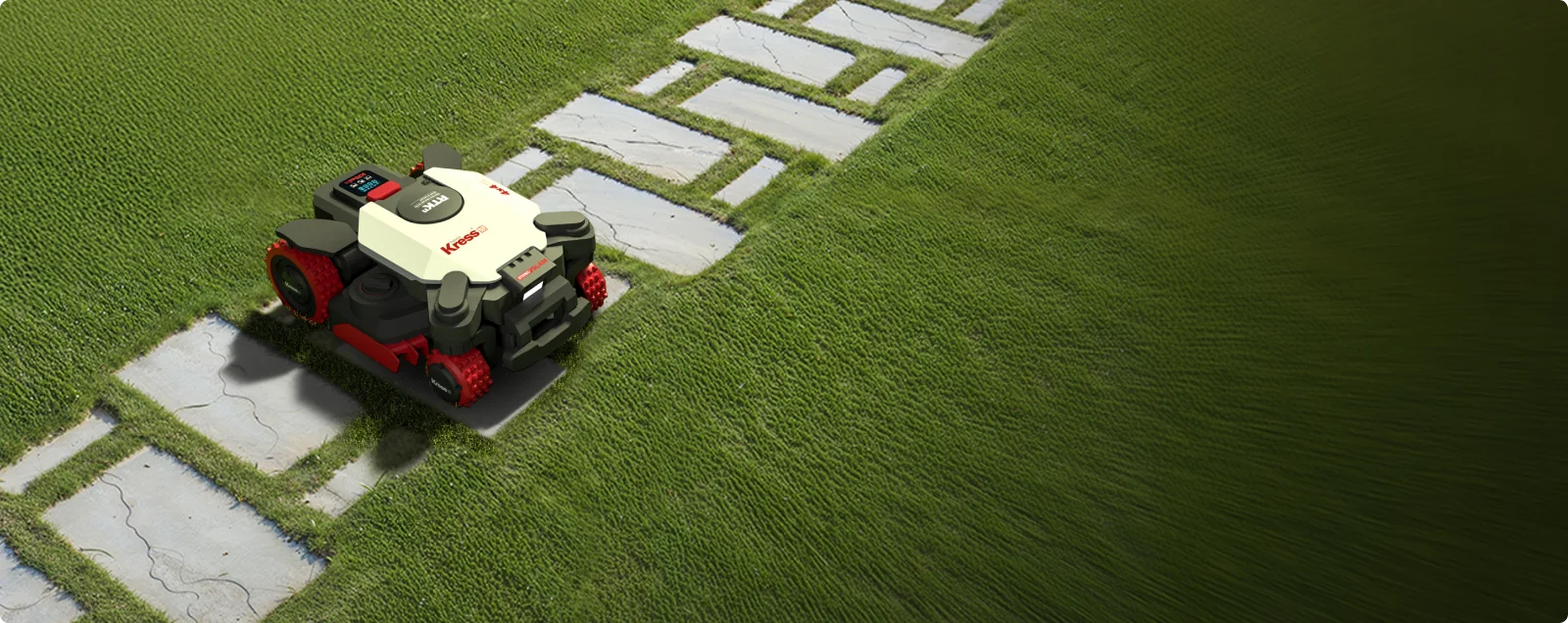 Kress EyePilot 4×4 RTKⁿ junto a un camino de piedra