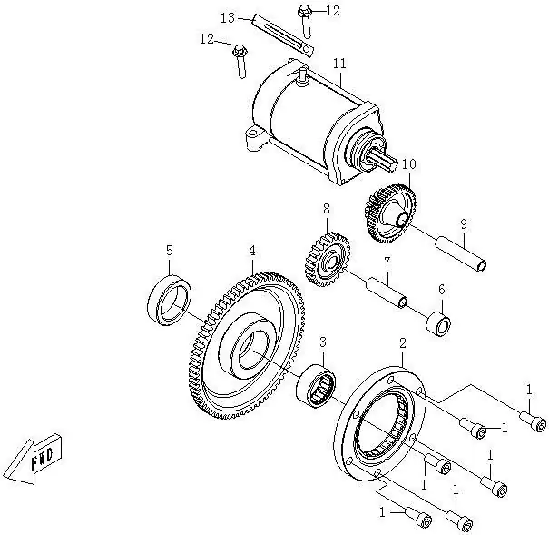 Dibujo del despiece: Motor de arranque