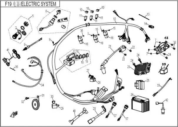 Dibujo del despiece: Sistema eléctrico