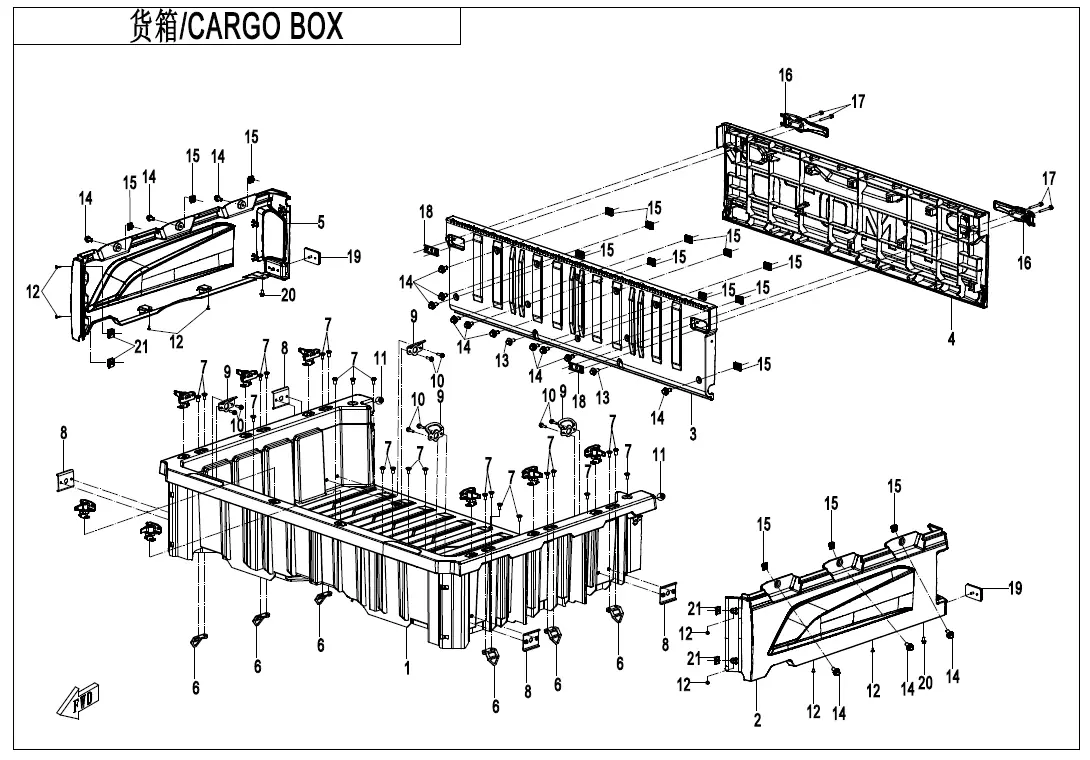 Dibujo del despiece: Caja de carga