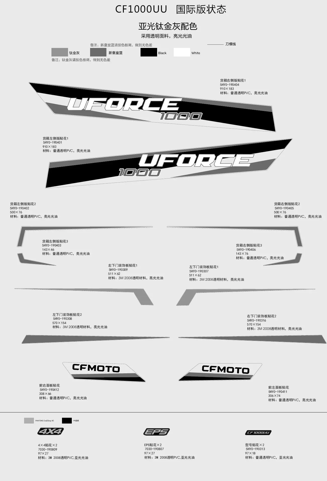 Dibujo del despiece: Kit de adhesivos (Norteamérica y 2021, TITANIUM gris)