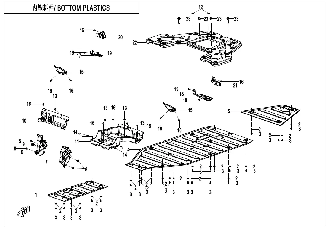 Dibujo del despiece: Plásticos traseros