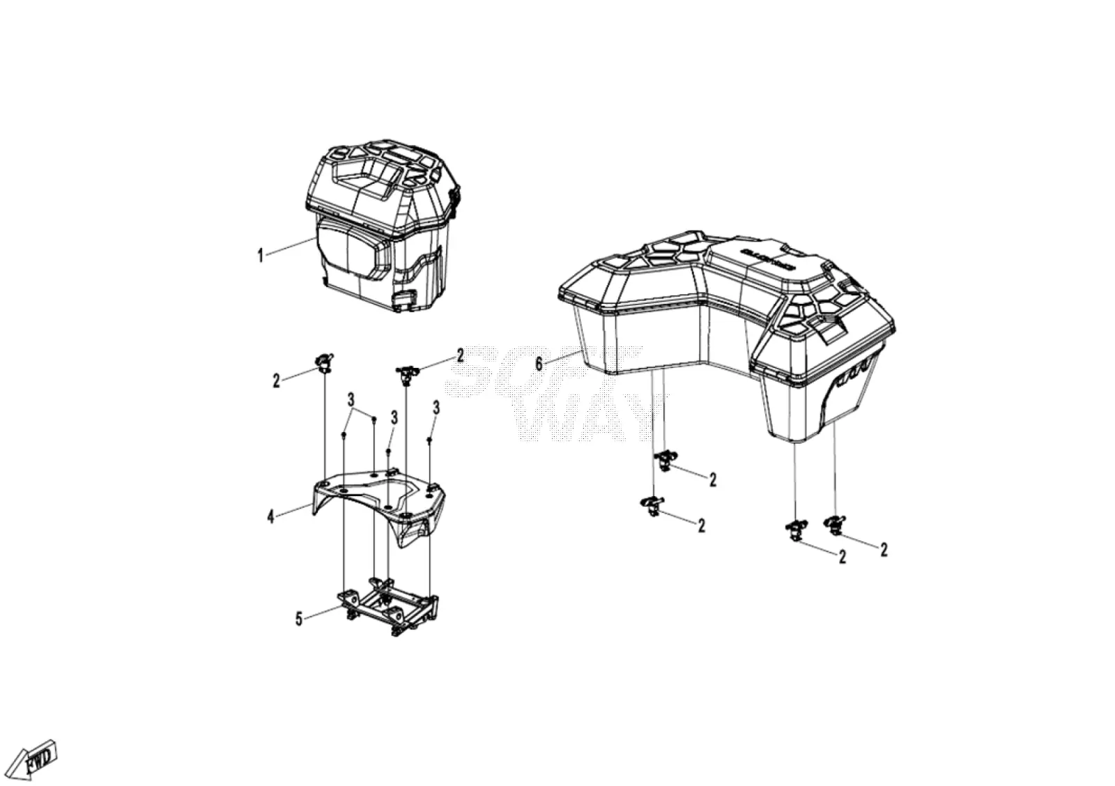 Dibujo del despiece: Tail box (OVERLAND)