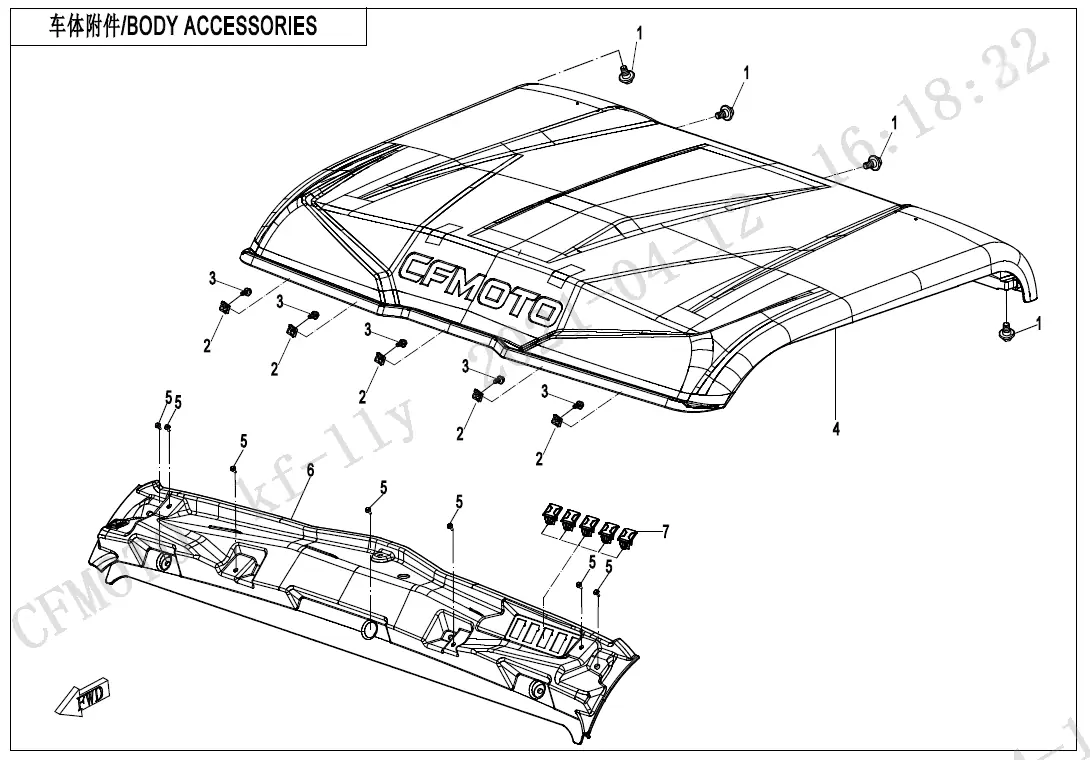 Dibujo del despiece: Accesorios de carrocería