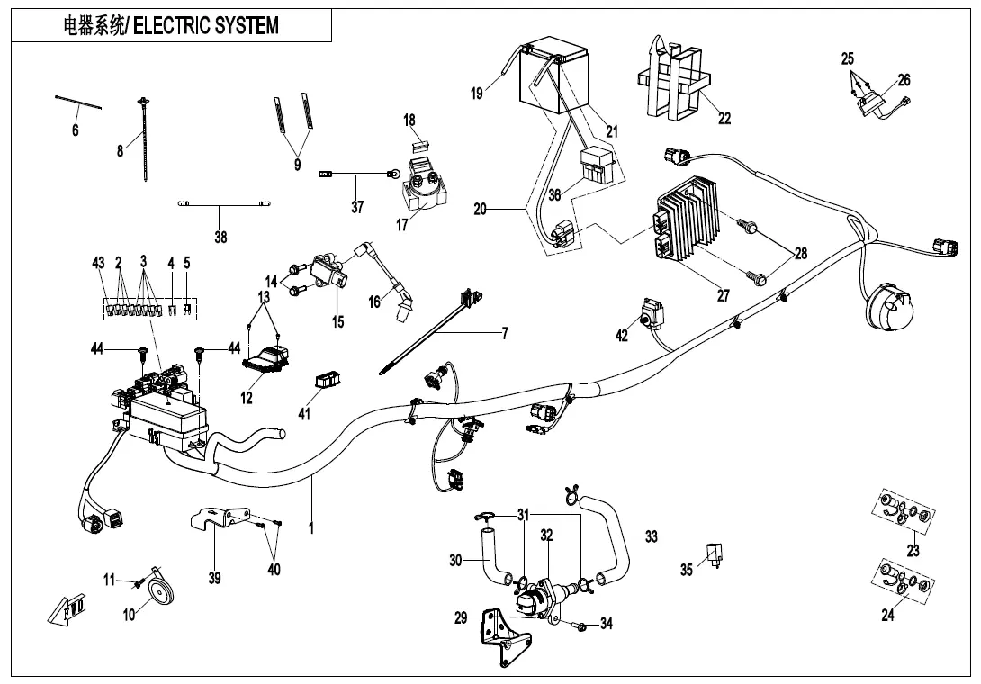 Dibujo del despiece: Sistema eléctrico