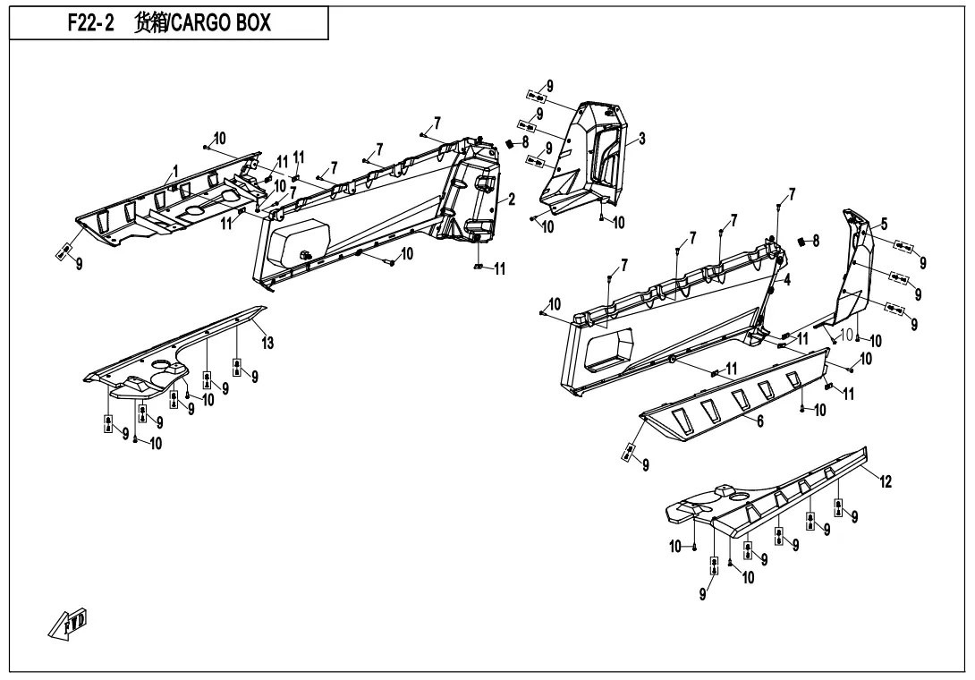 Dibujo del despiece: Caja de carga