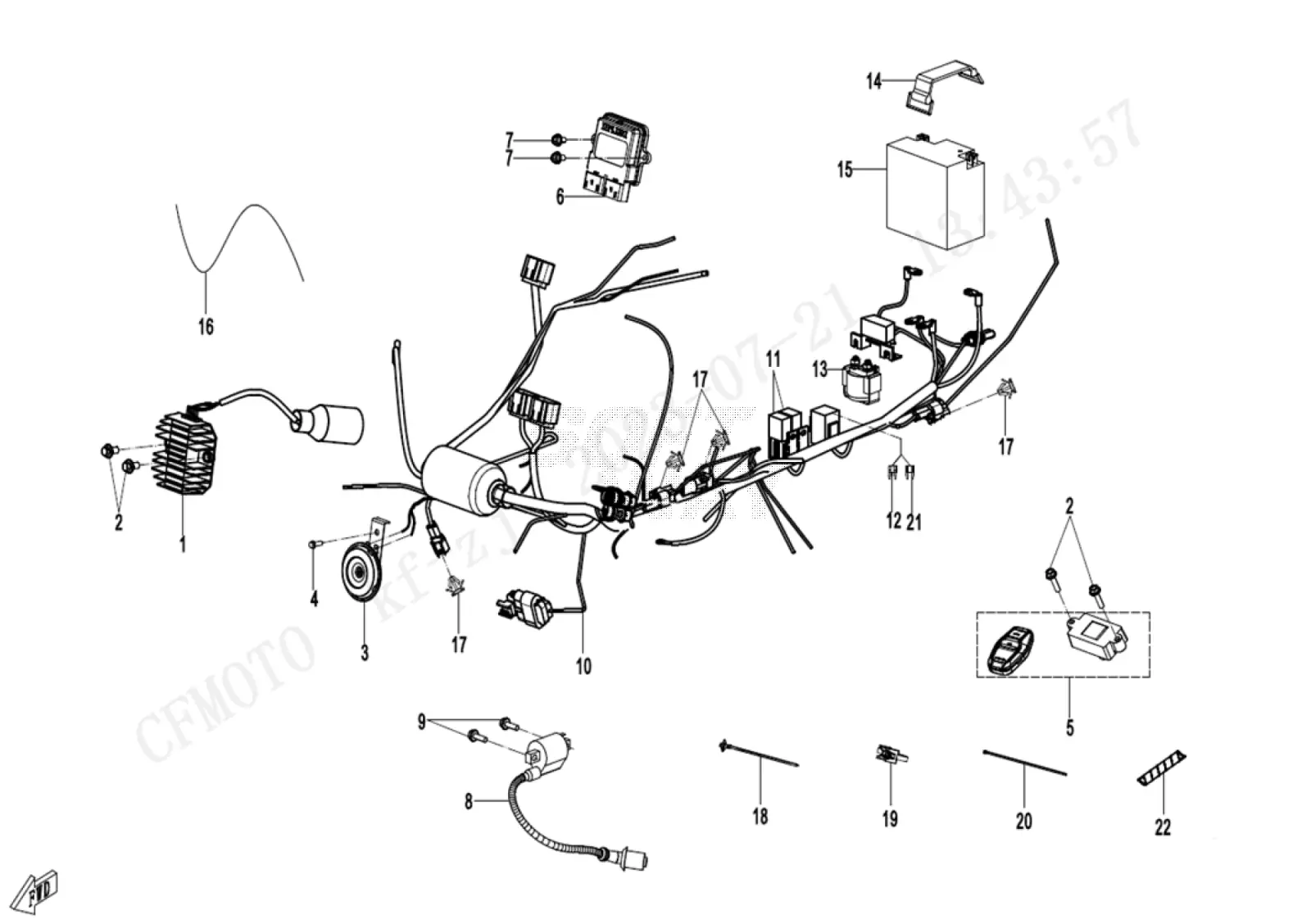 Dibujo del despiece: Sistema eléctrico