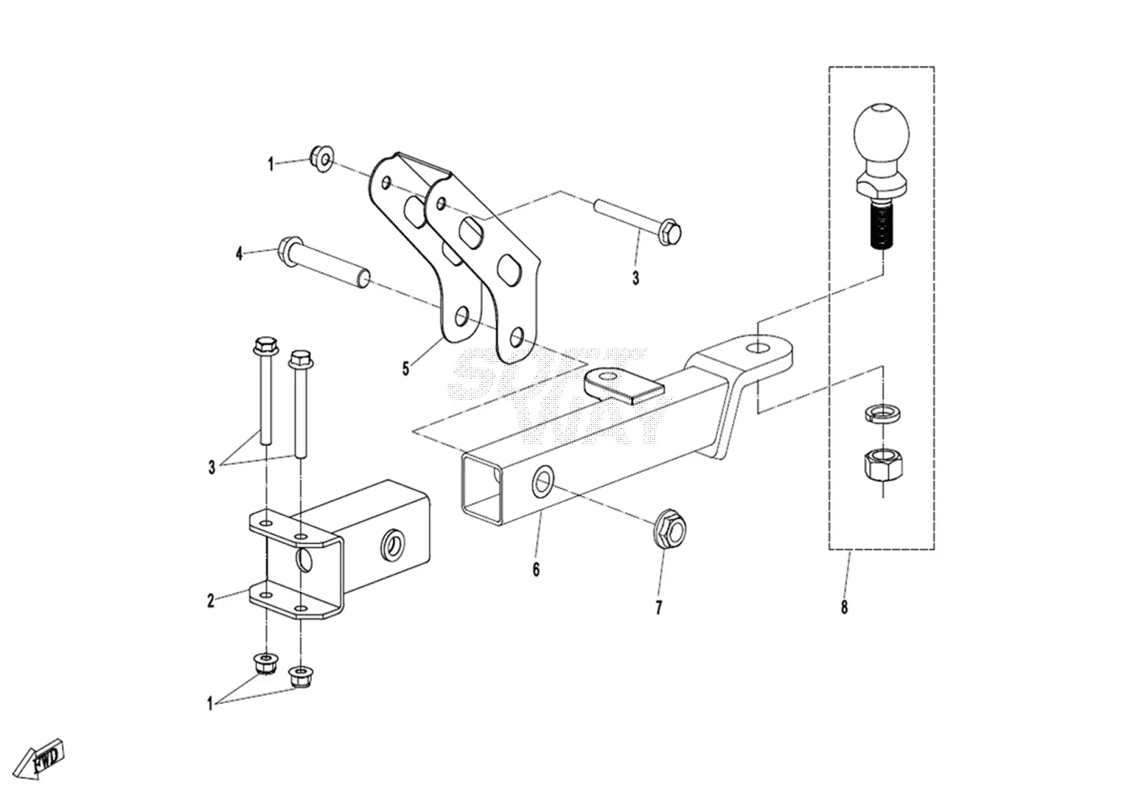 Dibujo del despiece: Enganche de remolque (BOLT CONNECTION)