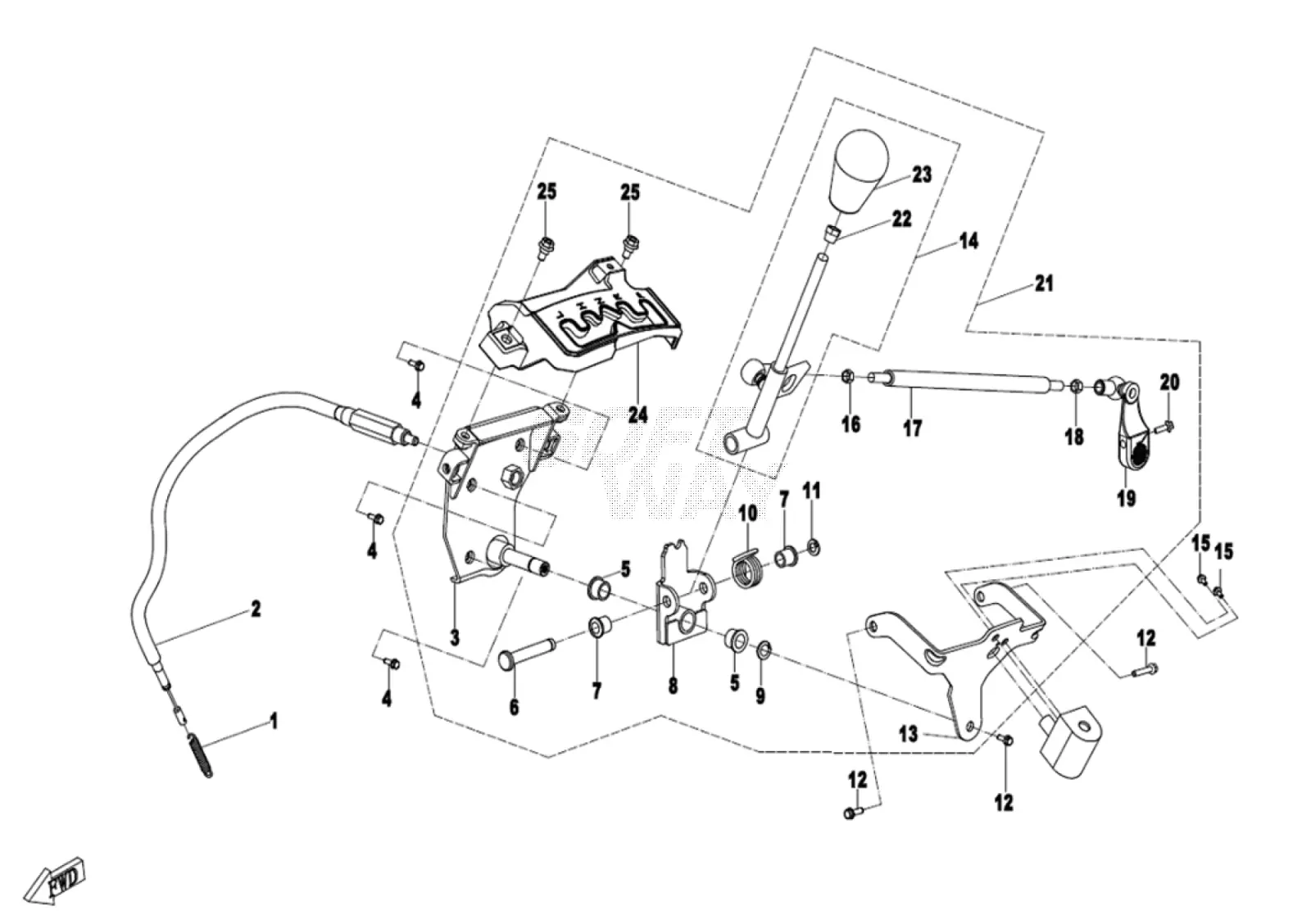 Dibujo del despiece: Selector de marchas