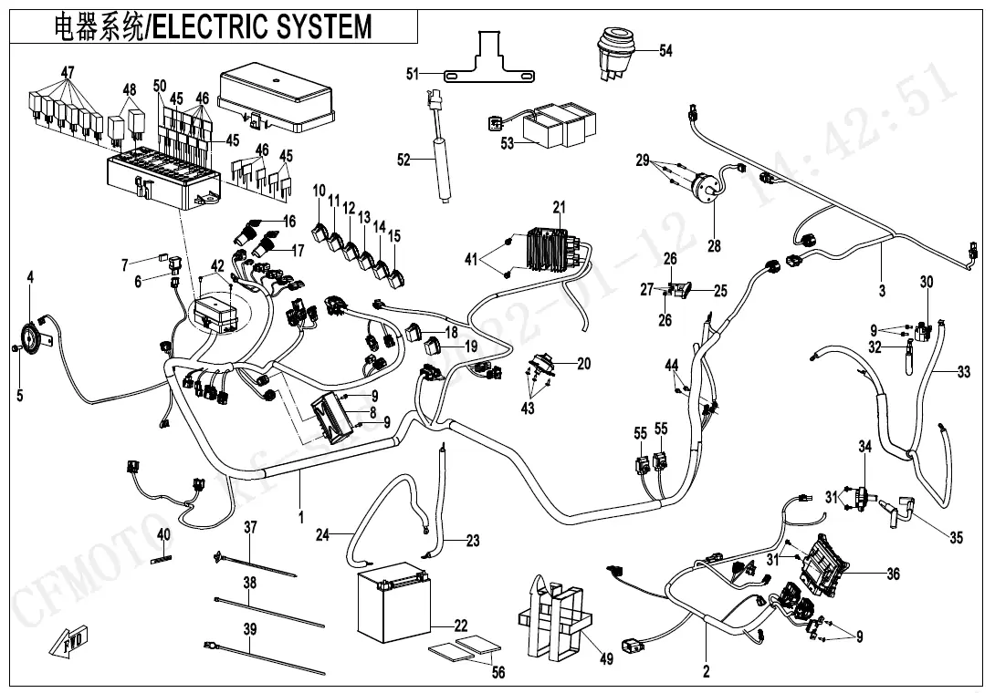 Dibujo del despiece: Sistema eléctrico (LOF)