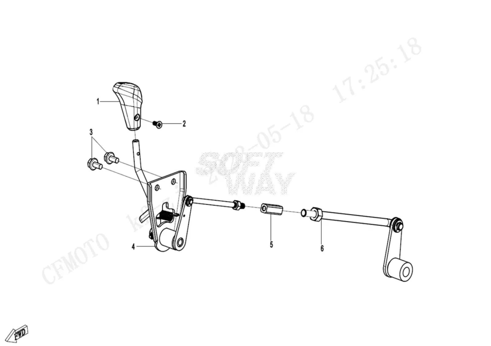 Dibujo del despiece: Selector de marchas