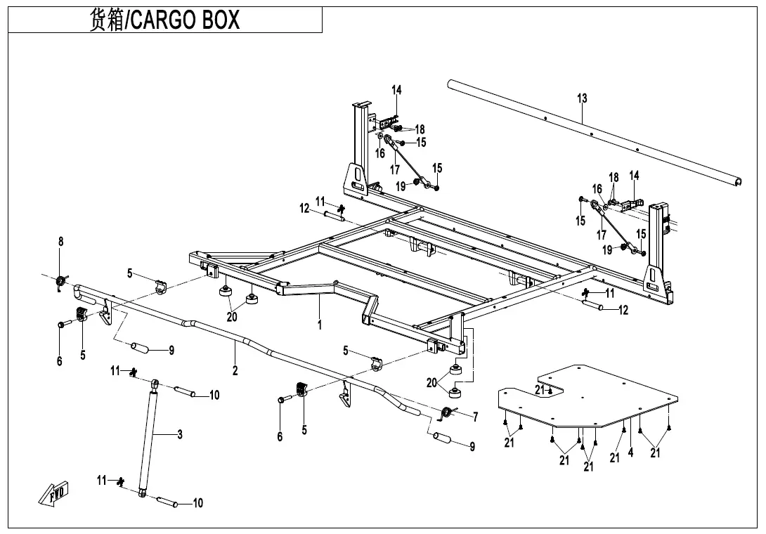 Dibujo del despiece: Caja de carga
