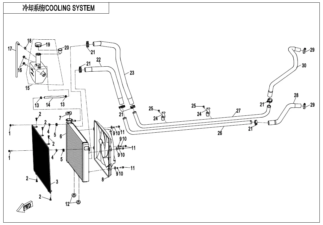 Dibujo del despiece: Refrigeración