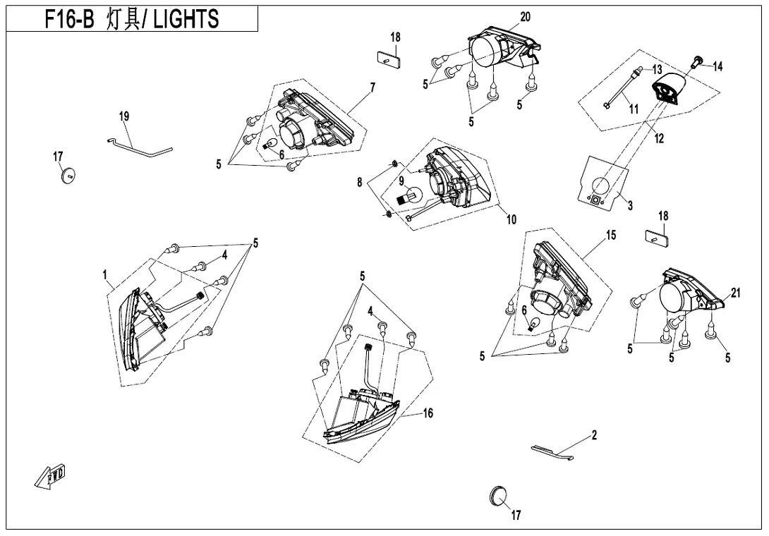 Dibujo del despiece: Luces (LED)