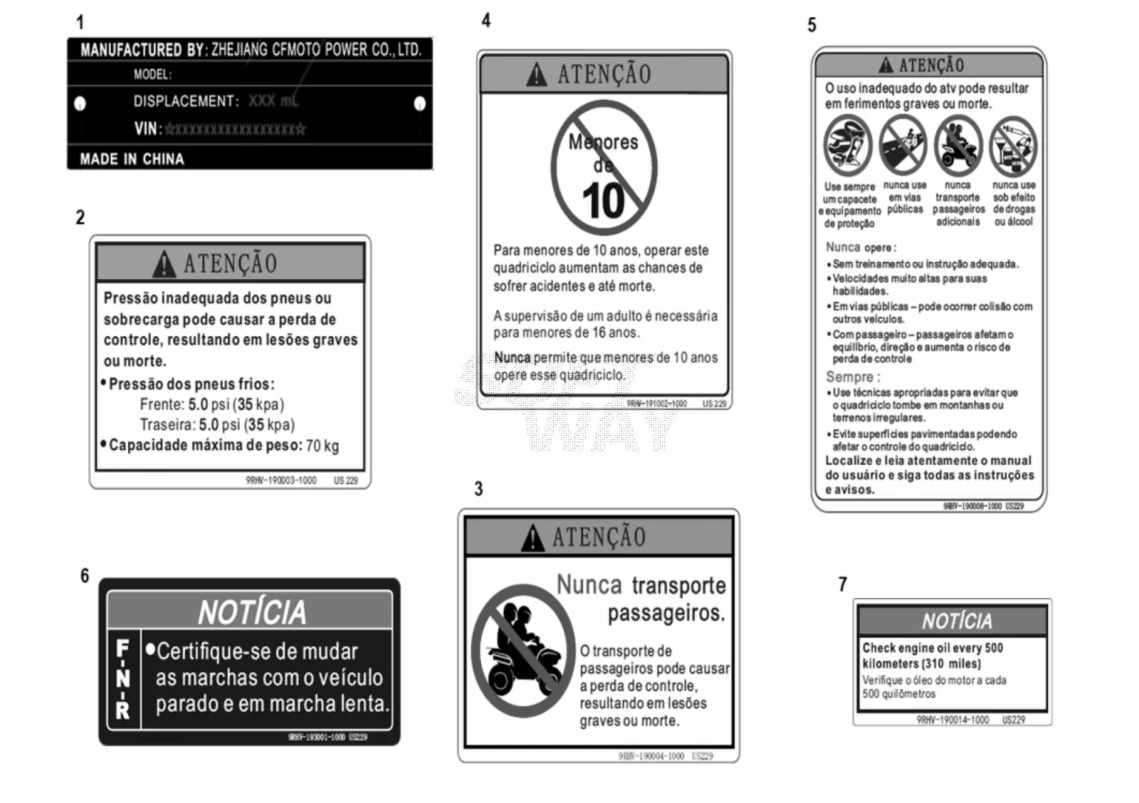 Dibujo del despiece: Adhesivos de advertencia (BRAZIL)