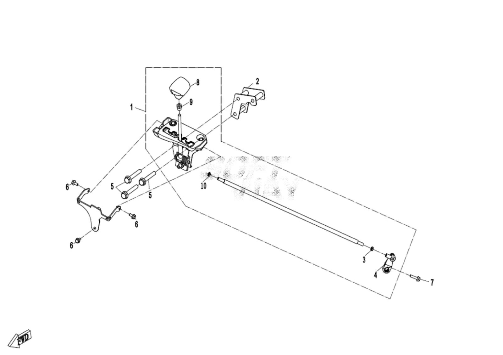 Dibujo del despiece: Selector de marchas