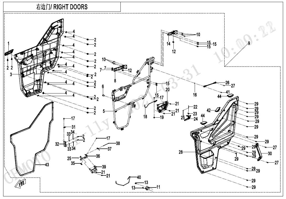 Dibujo del despiece: Puertas derechas
