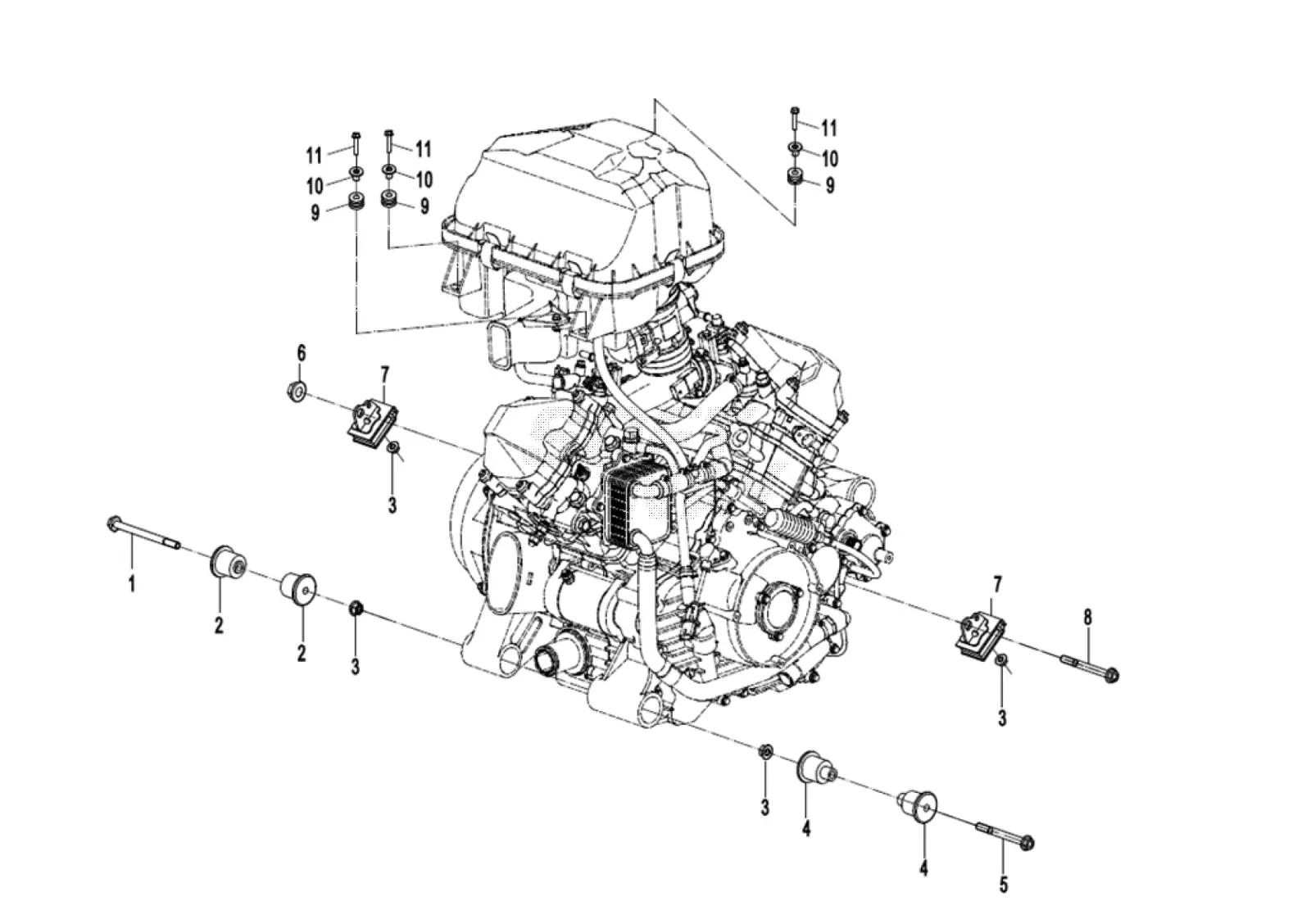 Dibujo del despiece: Soportes del motor
