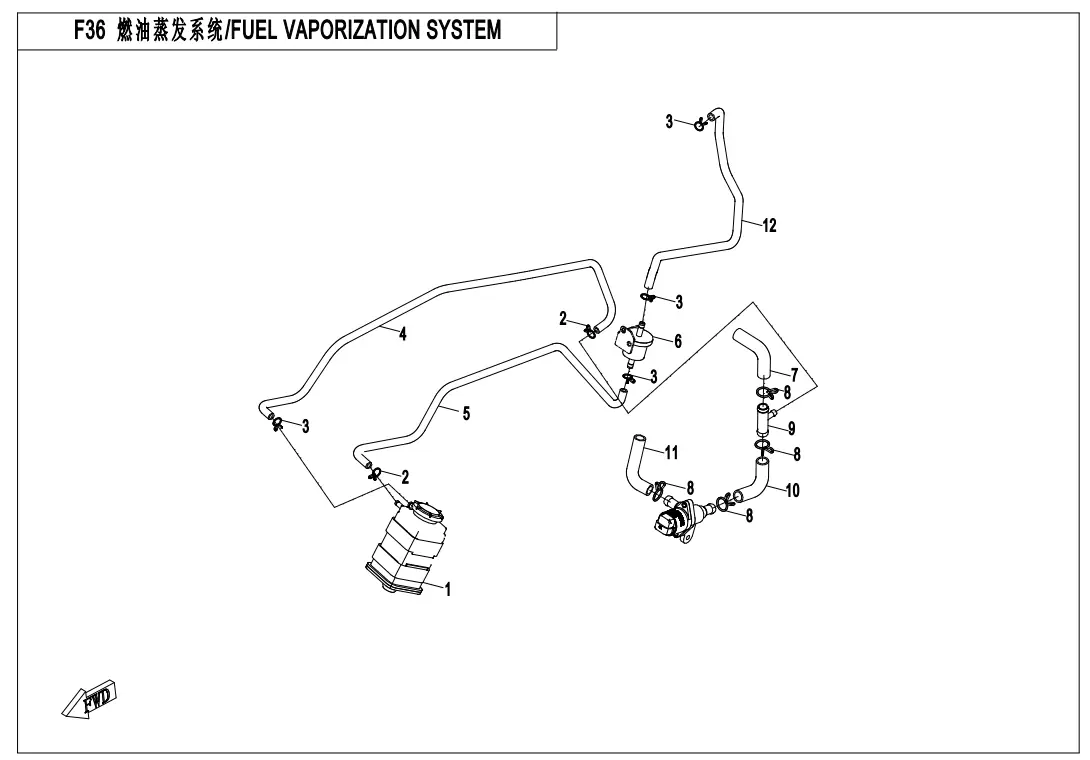 Dibujo del despiece: Sistema de vapores de combustible