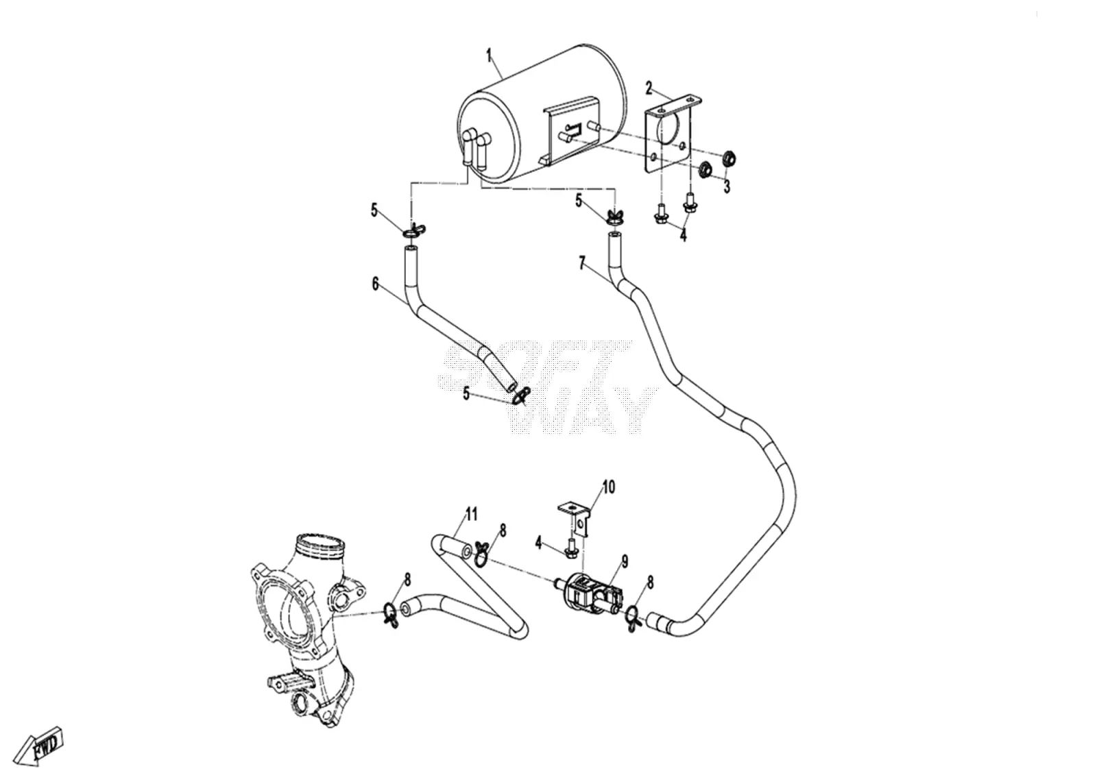 Dibujo del despiece: Sistema de vapores de combustible