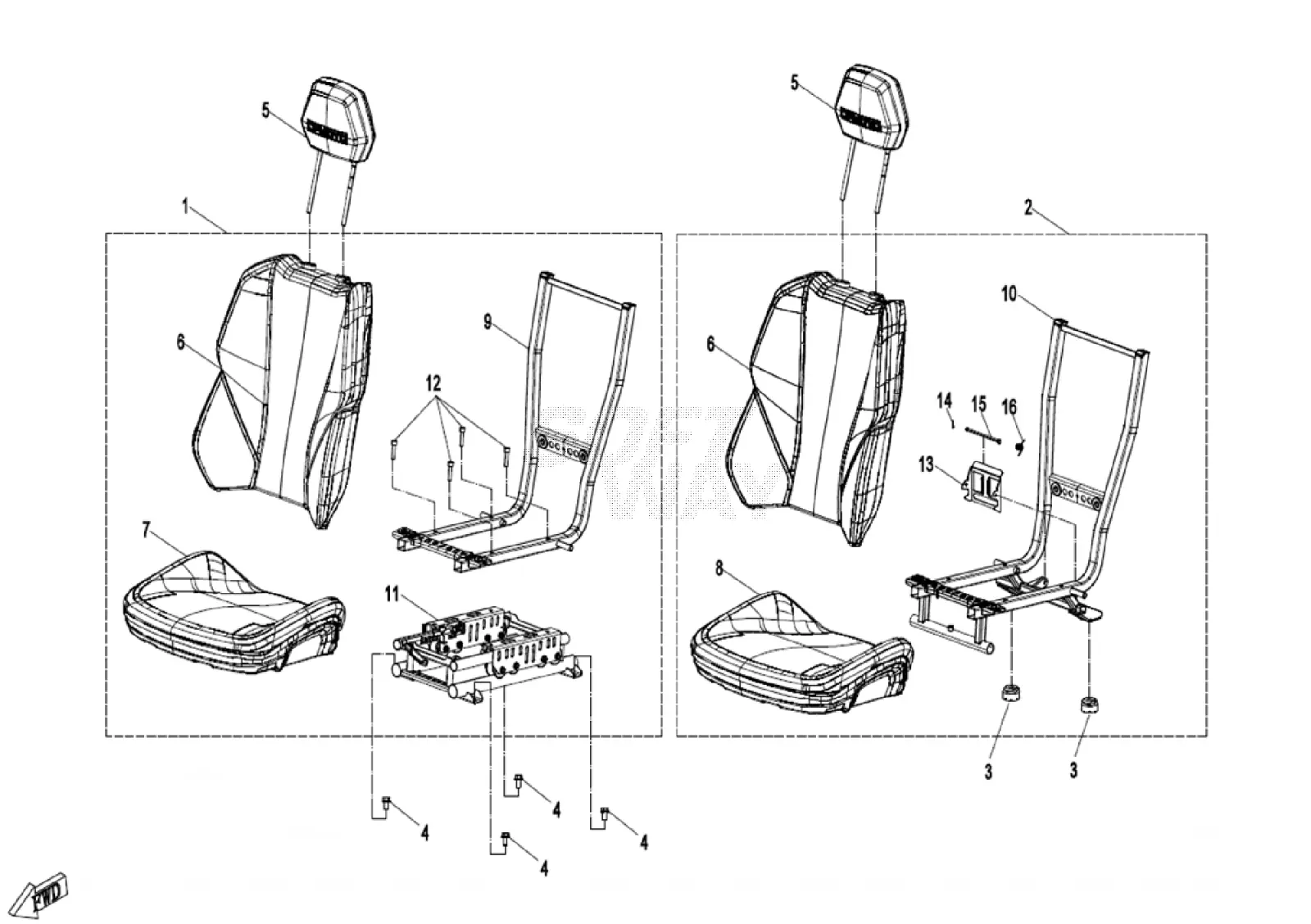 Dibujo del despiece: Asiento