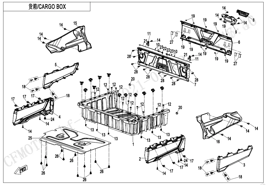 Dibujo del despiece: Caja de carga