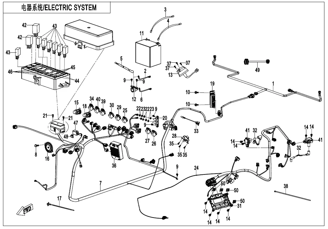Dibujo del despiece: Sistema eléctrico