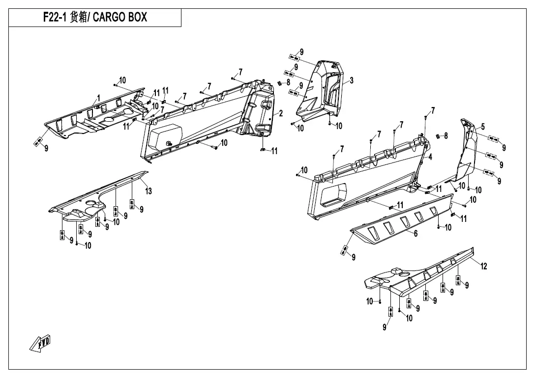 Dibujo del despiece: Caja de carga