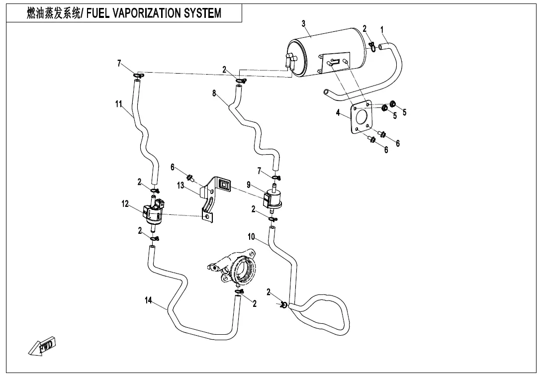 Dibujo del despiece: Sistema de vapores de combustible