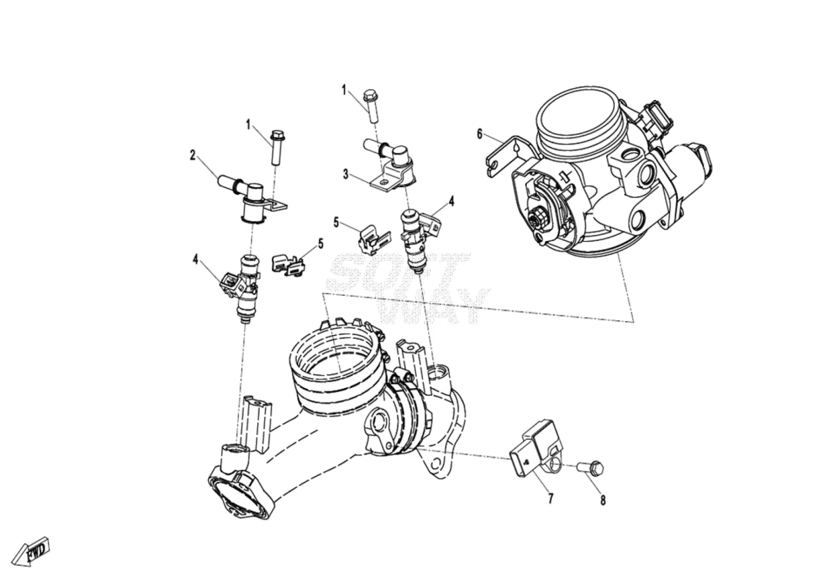 Dibujo del despiece: Inyección de combustible (para sistema de vapores)