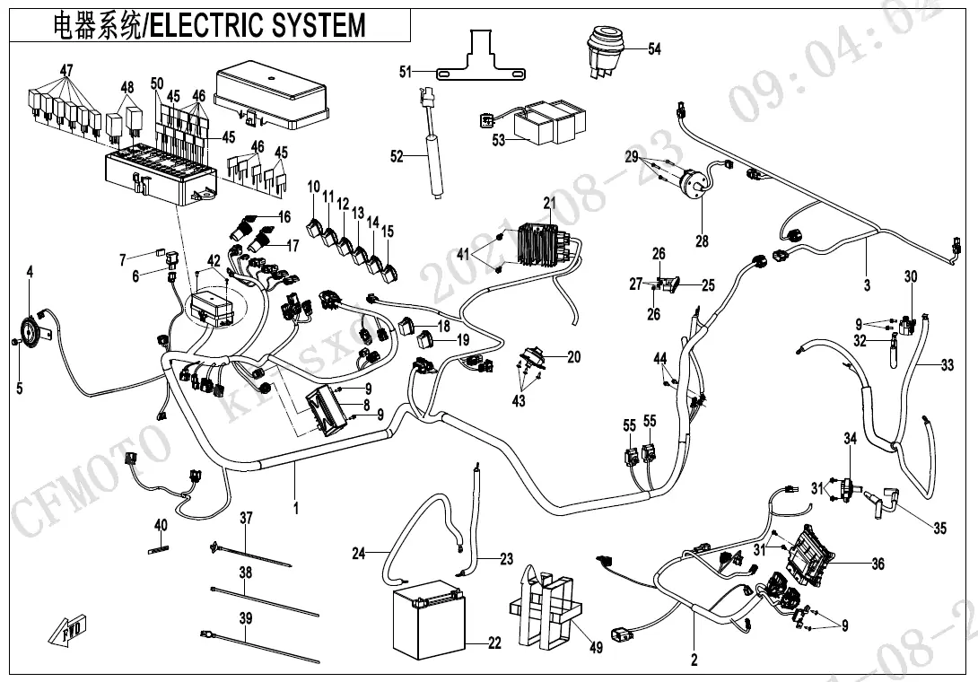Dibujo del despiece: Sistema eléctrico (LOF)