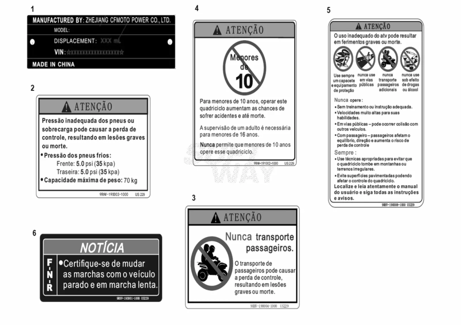 Dibujo del despiece: Adhesivos de advertencia (BRAZIL)