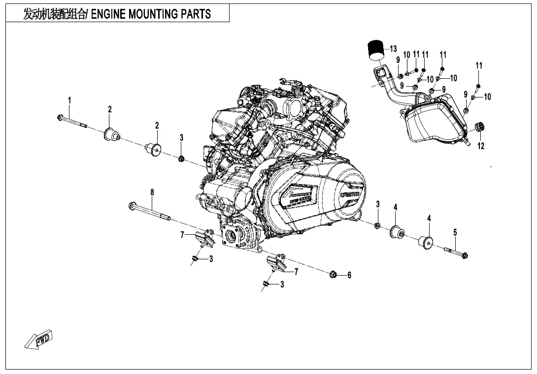 Dibujo del despiece: Soportes del motor