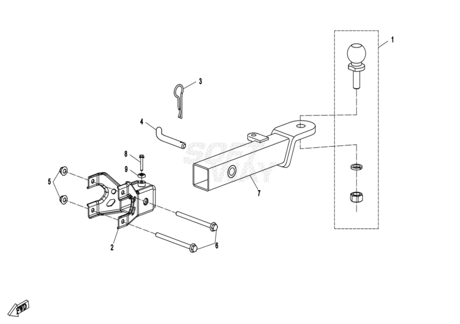 Dibujo del despiece: Enganche de remolque (PIN CONNECTION)