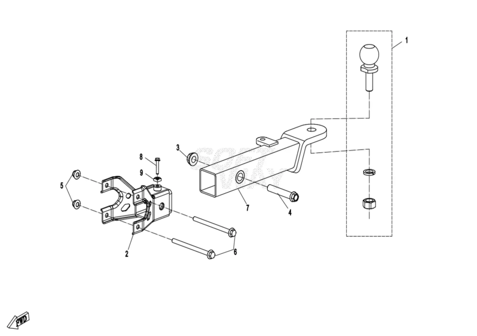 Dibujo del despiece: Enganche de remolque (BOLT CONNECTION)