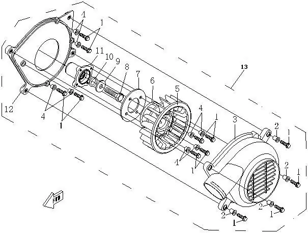 Dibujo del despiece: Motor de arranque