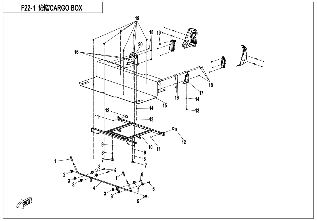 Dibujo del despiece: Caja de carga