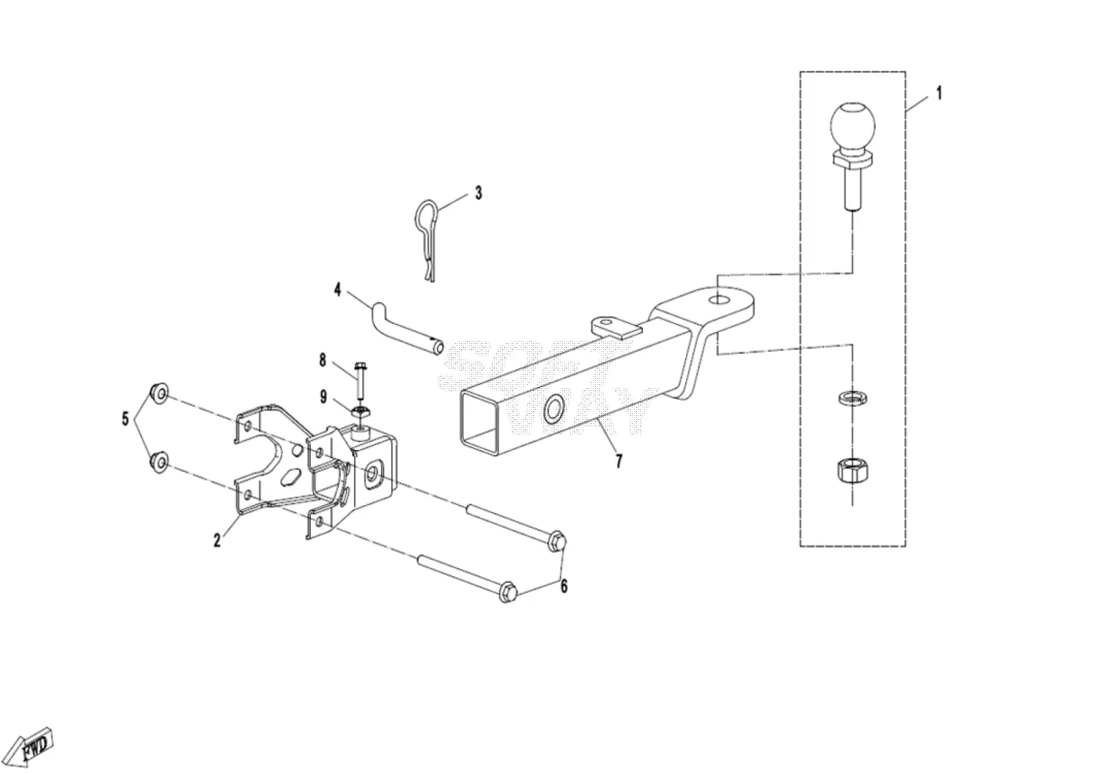 Dibujo del despiece: Enganche de remolque (PIN CONNECTION)