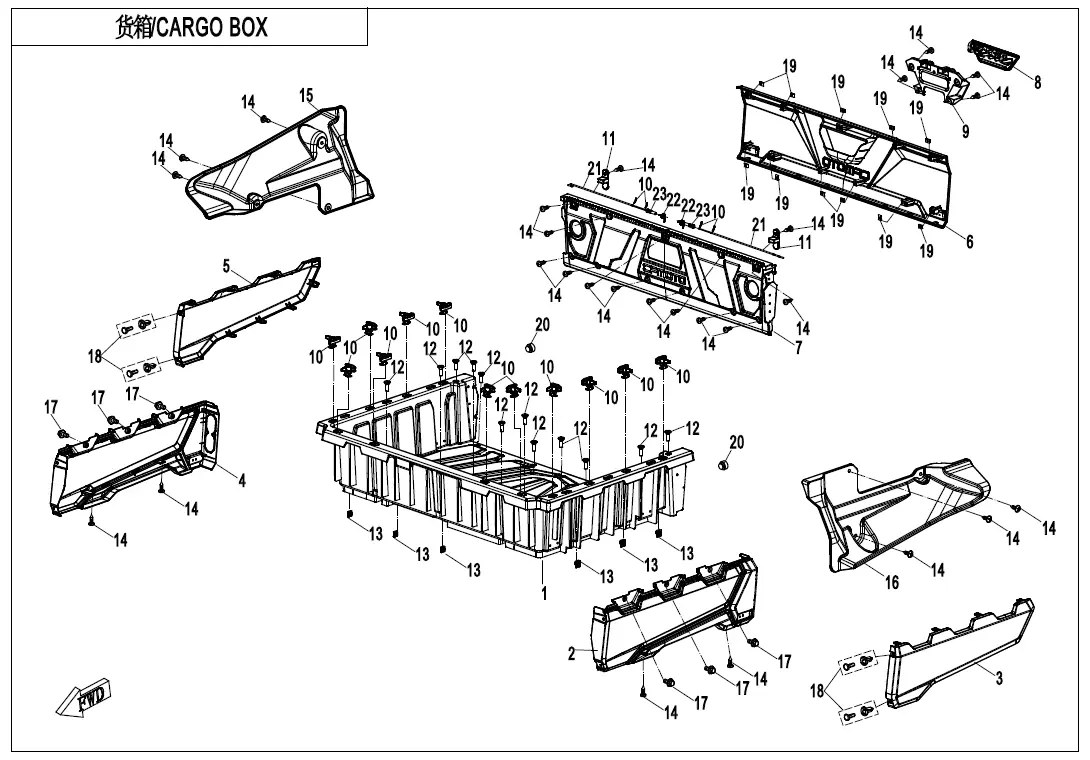 Dibujo del despiece: Caja de carga