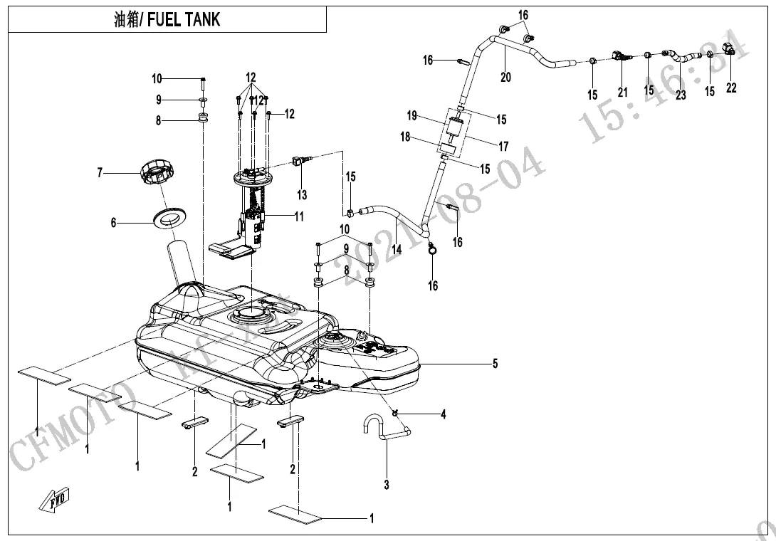 Dibujo del despiece: Depósito de combustible