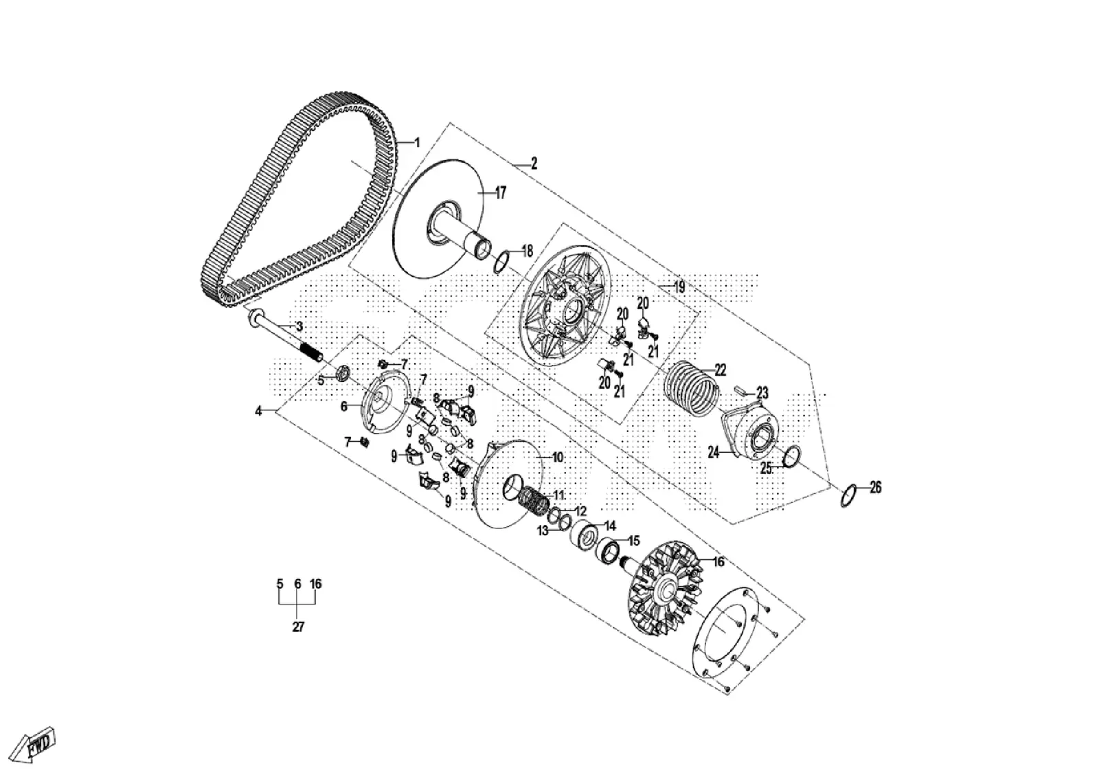 Dibujo del despiece: Variador (CVT)