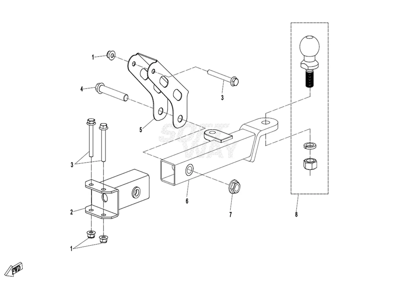 Dibujo del despiece: Enganche de remolque (BOLT CONNECTION)