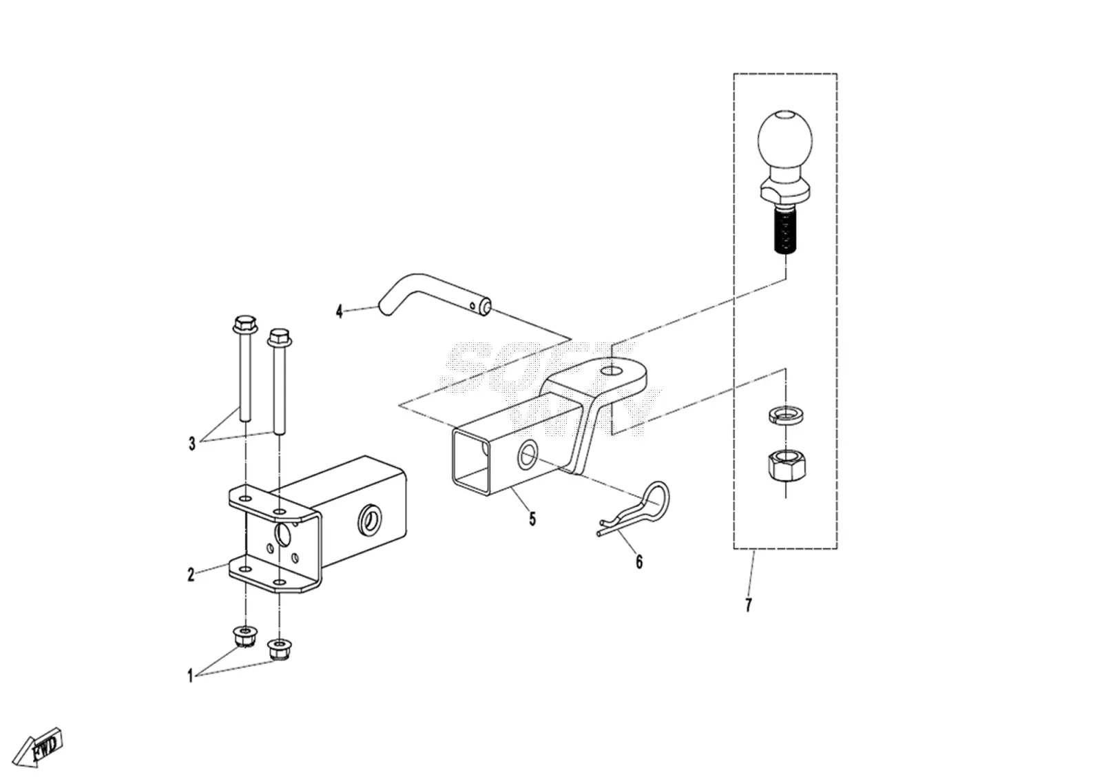 Dibujo del despiece: Enganche de remolque (PIN CONNECTION)