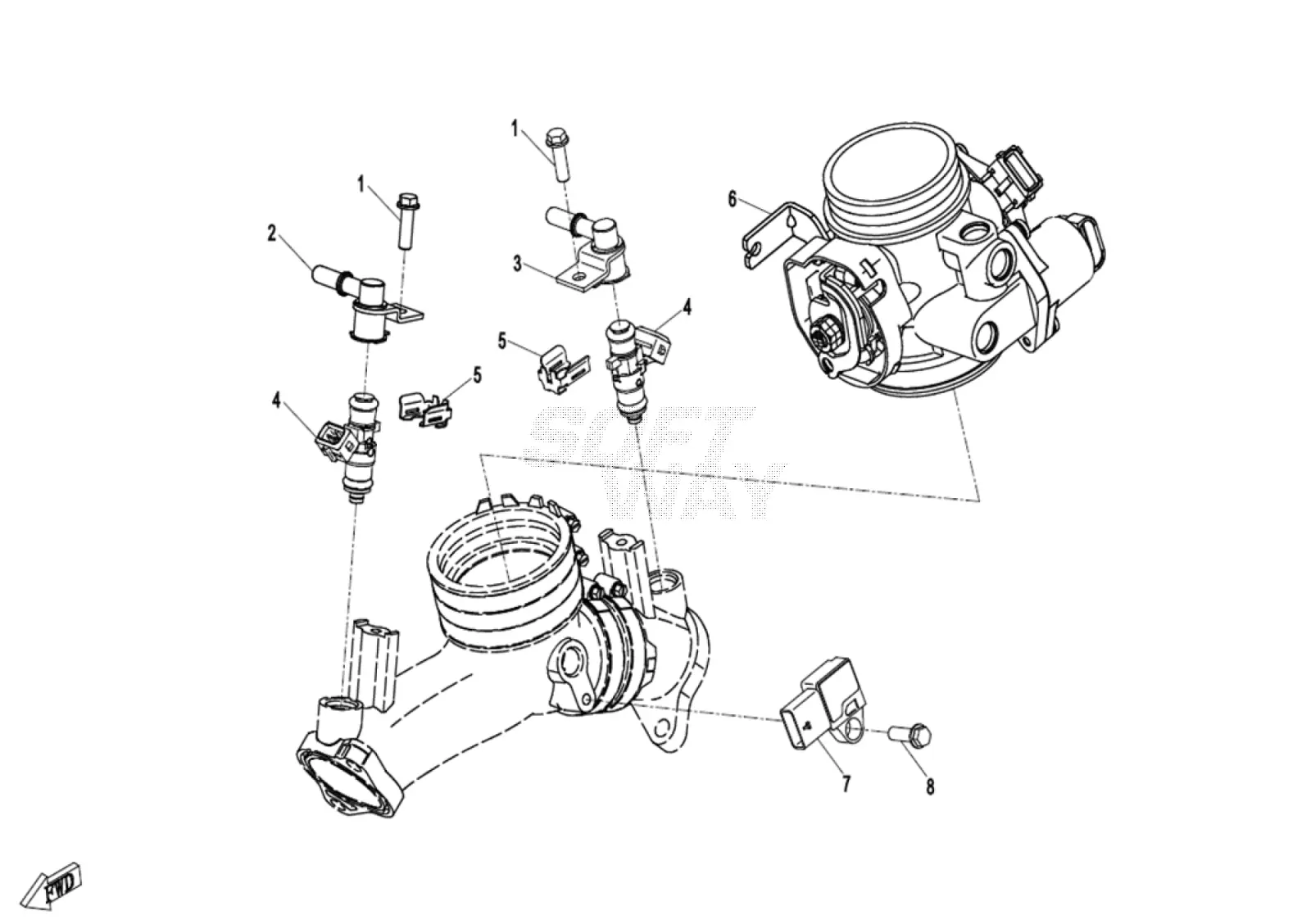 Dibujo del despiece: Inyección de combustible (para sistema de vapores)