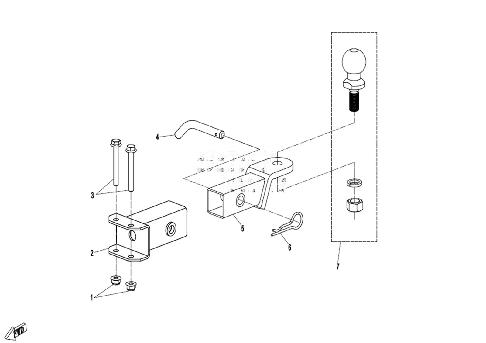 Dibujo del despiece: Enganche de remolque (PIN CONNECTION)