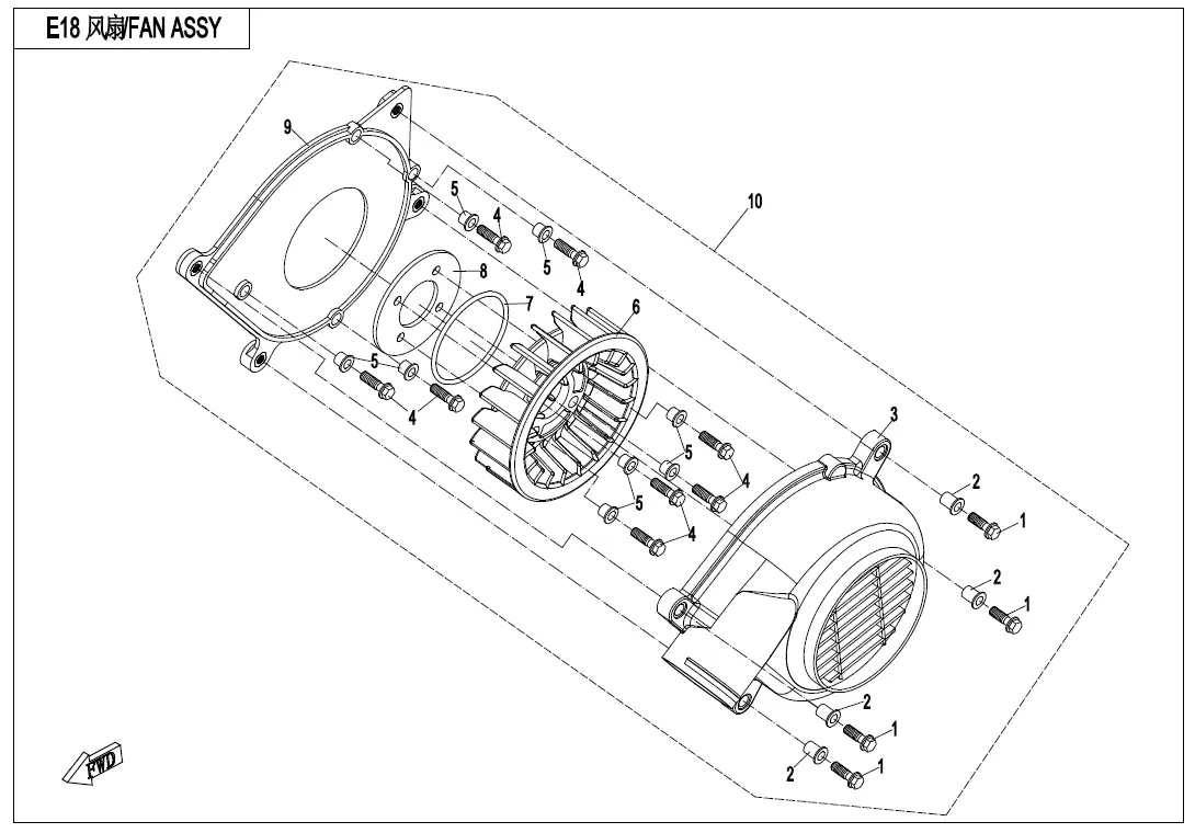 Dibujo del despiece: Ventilador
