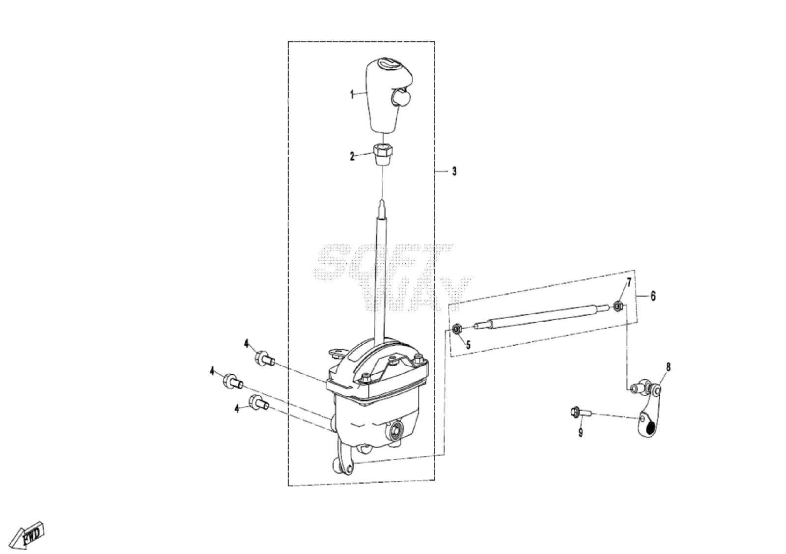 Dibujo del despiece: Selector de marchas