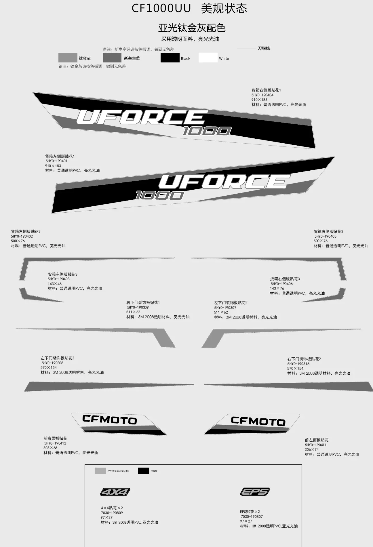 Dibujo del despiece: Kit de adhesivos (Norteamérica y 2021, TITANIUM gris)