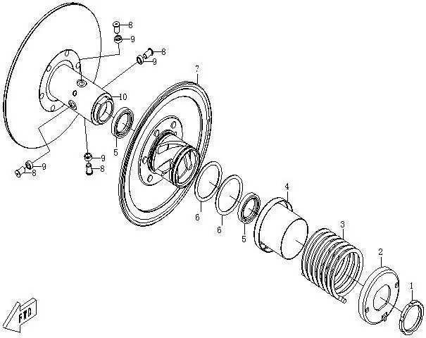 Dibujo del despiece: Embrague y variador (CVT)