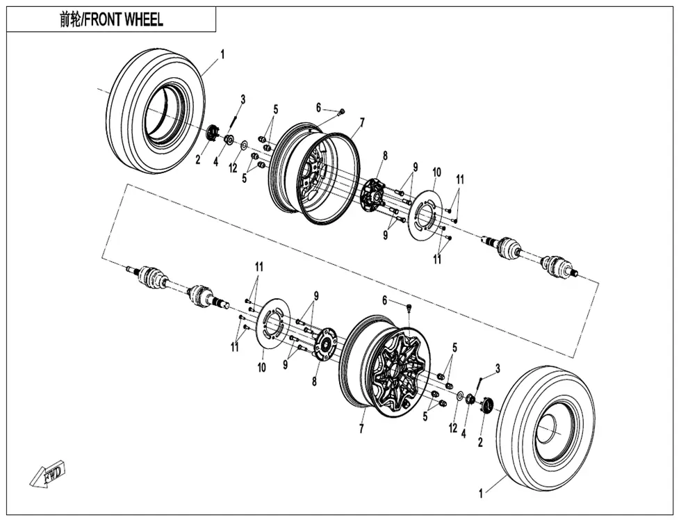 Dibujo del despiece: Rueda delantera